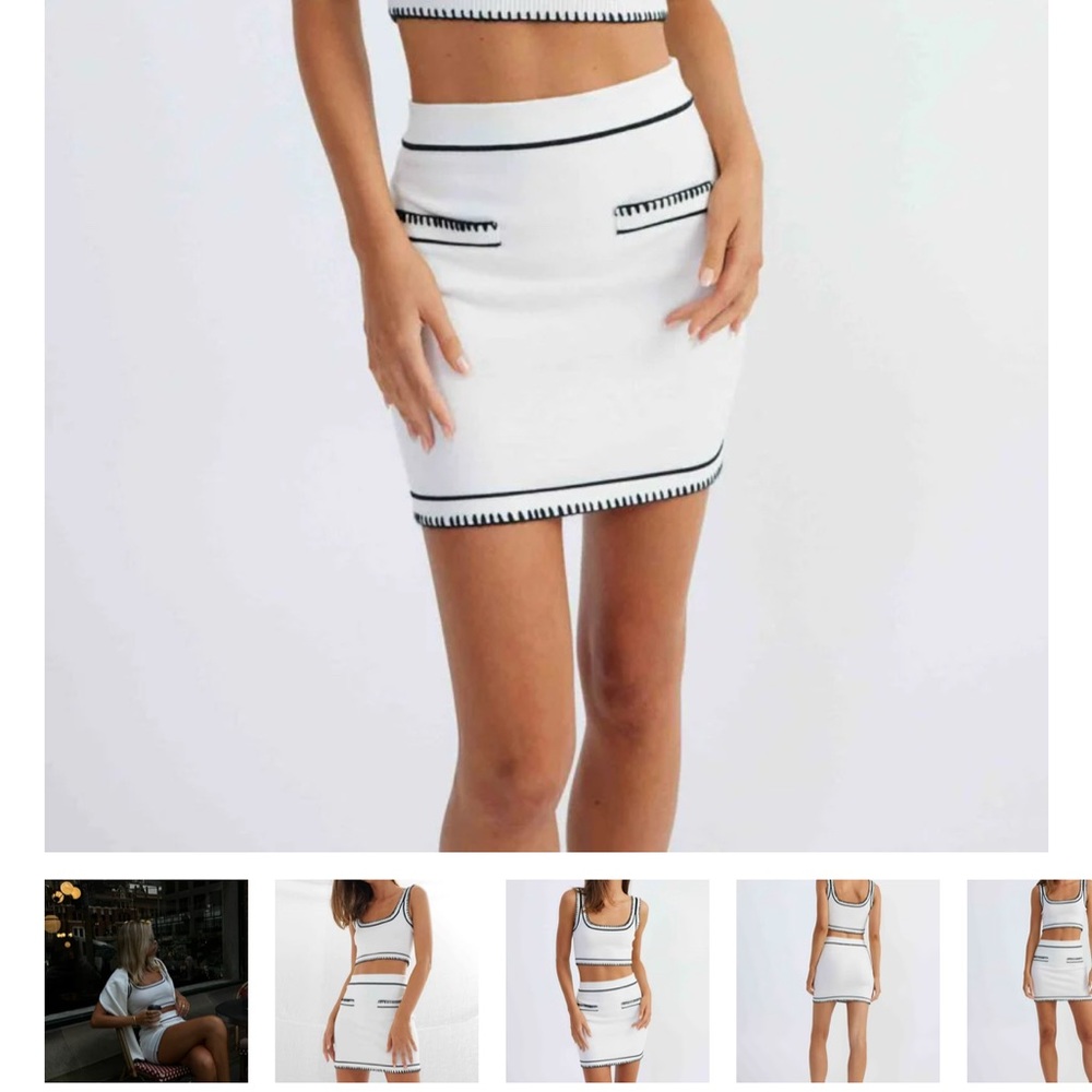 NWT | SNDYS Beverly SET (Crop Top & Mini Skirt (White))
